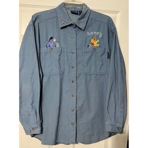 Vintage Disney Pooh Eeyore Honey Embroidered Corduroy Shirt Womens L‎